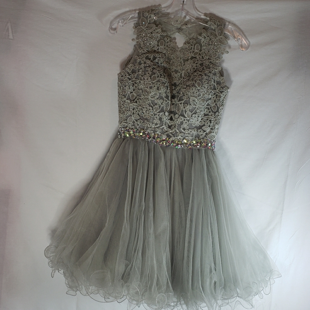 RHINESTONE  GREY PARTY DRESS!!